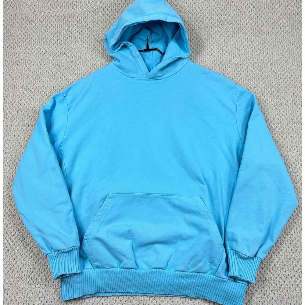 HTFU Hoodie Mens L/XL Light Blue Hooded Pullover Oversized Heavy USA Made